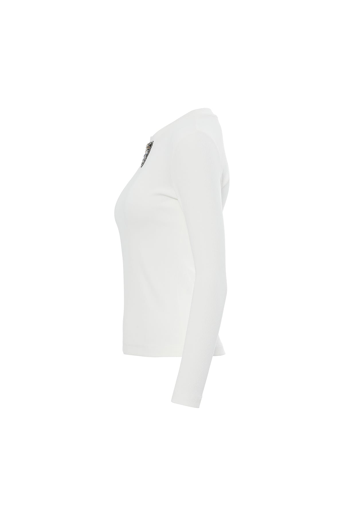 Taş Detaylı Ekru T-Shirt