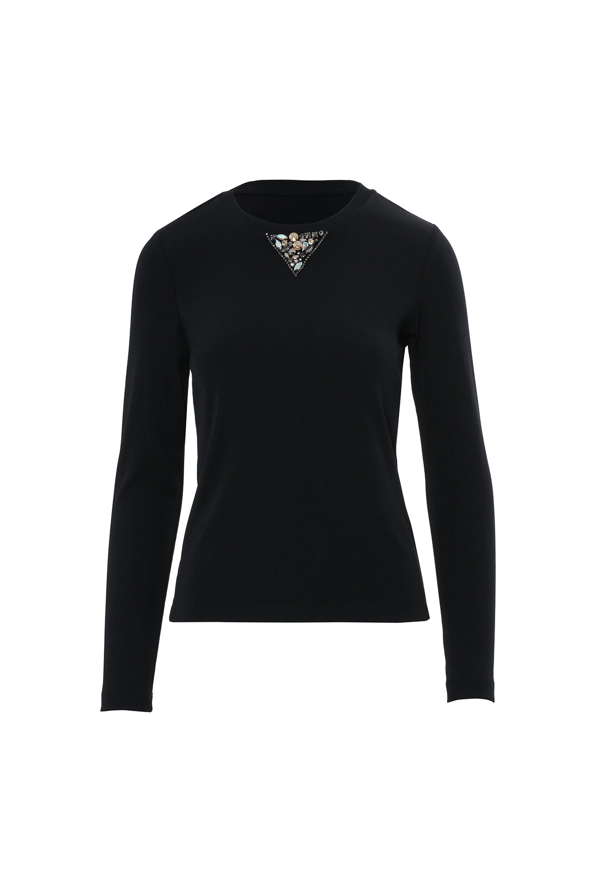 Taş Detaylı Siyah T-Shirt