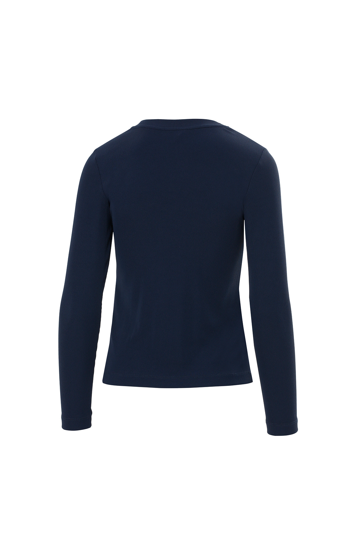 Yakası İşlemeli Bisiklet Yaka Lacivert T-Shirt