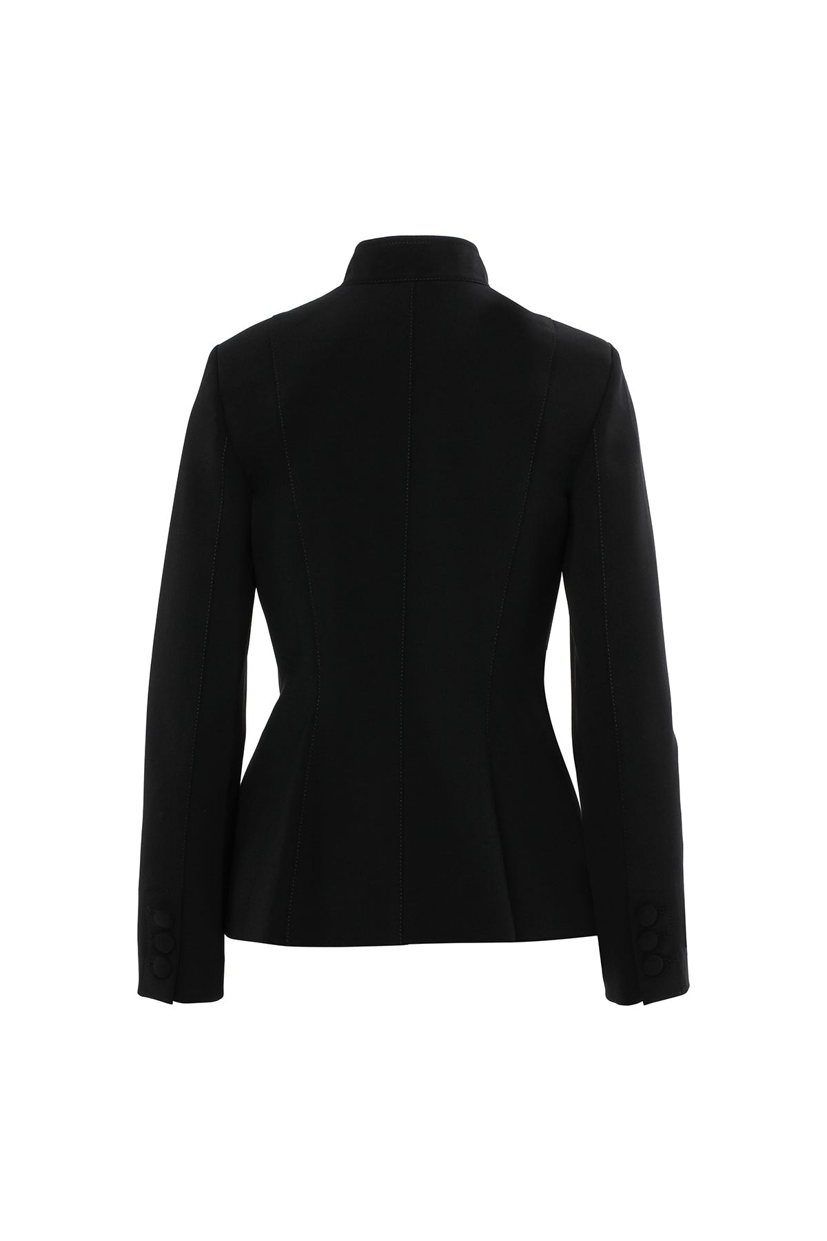 Pencere Detaylı Siyah Kruvaze Ceket