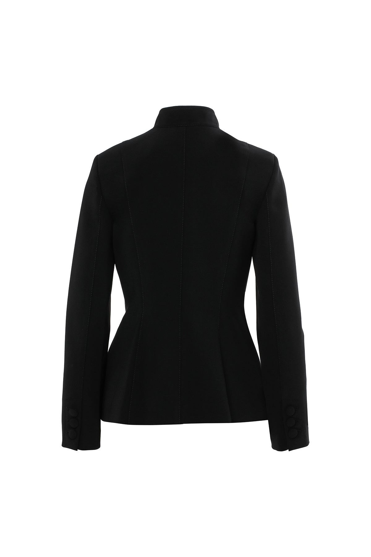 Pencere Detaylı Siyah Kruvaze Ceket