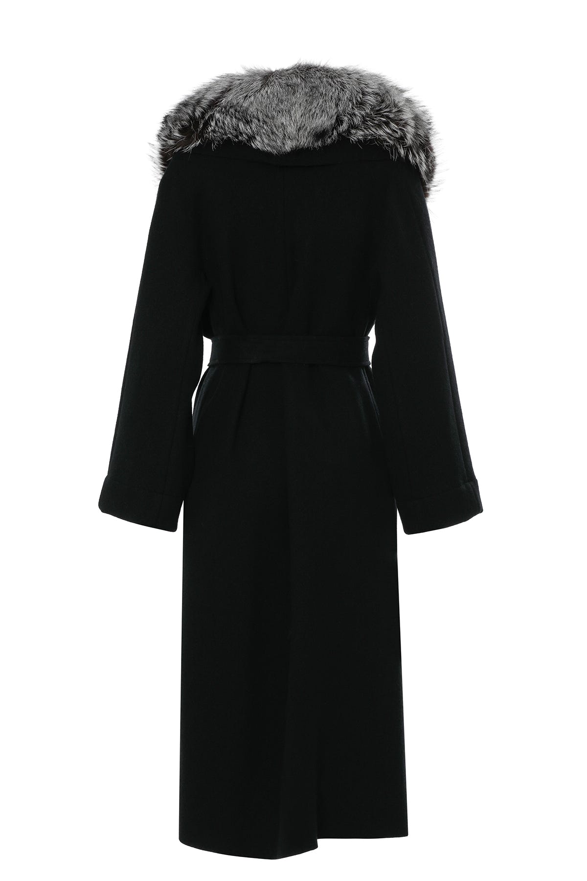 Kürk Detaylı Siyah Kaban