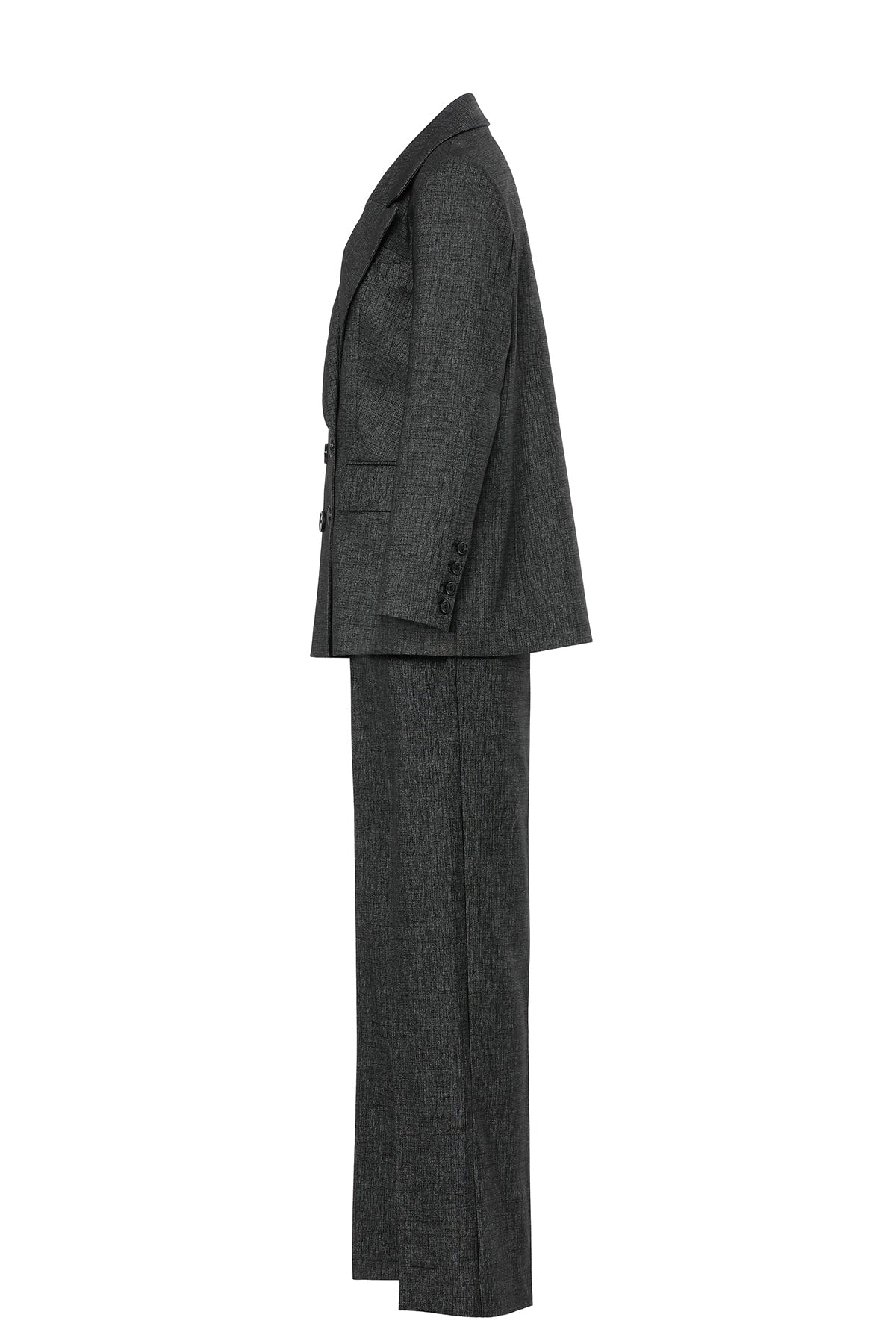 Kruvaze Kapamalı Bol Paça Pantolonlu Takım