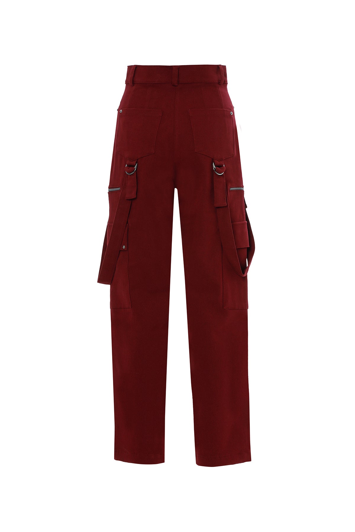 Kargo Cepli Şerit Detaylı Düz Kesim Kırmızı Pantolon