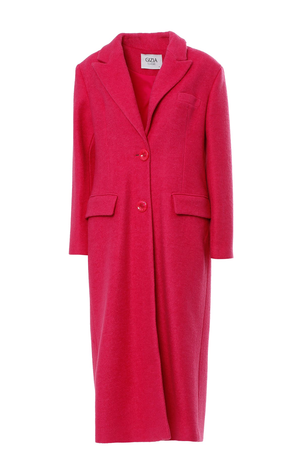 Önü Düğmeli Arkası Yırtmaçlı Midi Boy Kaşe Kaban