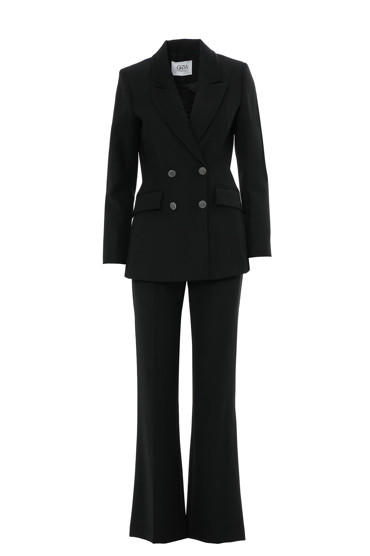 Düğme Detaylı Vücuda Oturan Kruvaze Takım