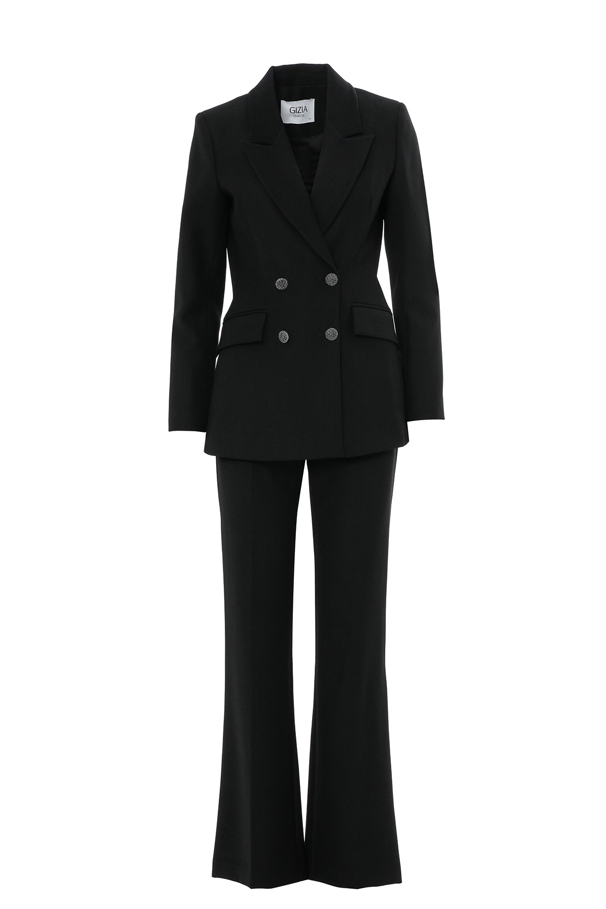 Düğme Detaylı Vücuda Oturan Kruvaze Takım