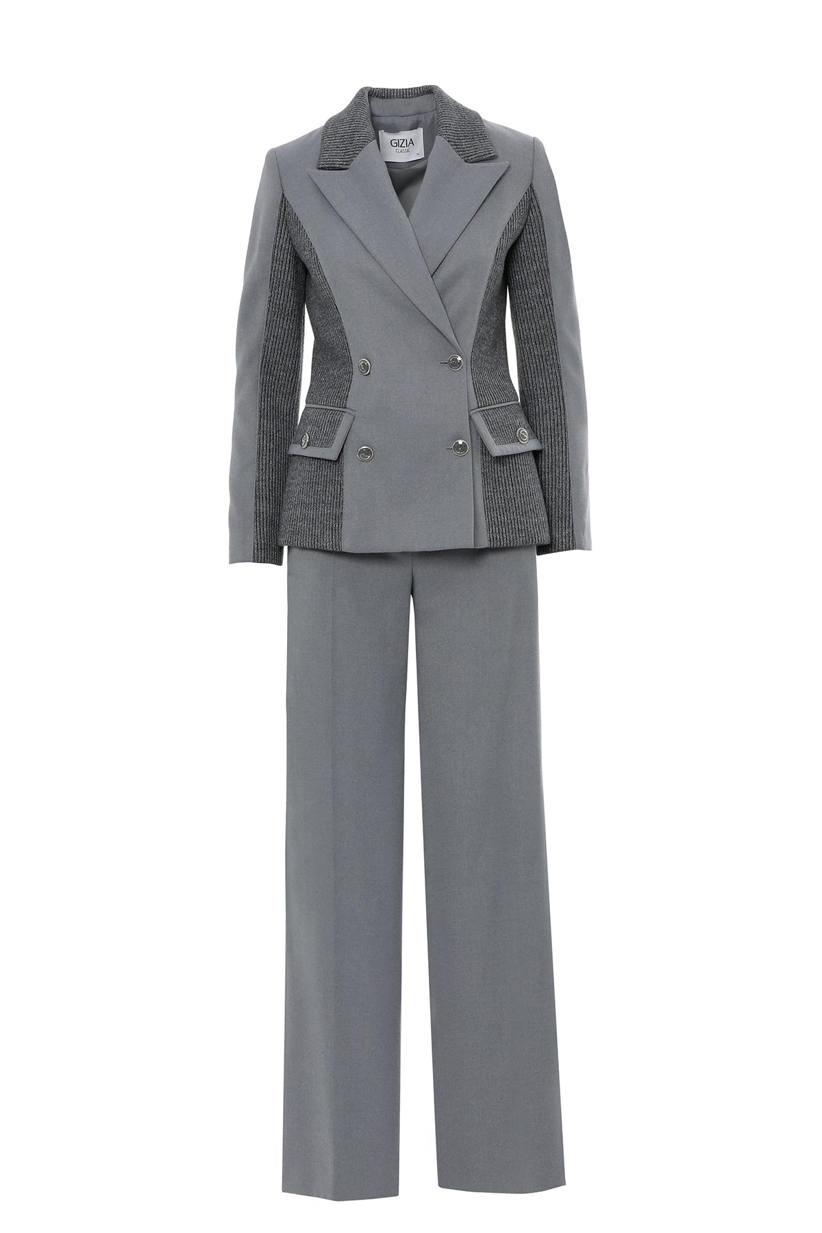 Cep Detaylı Kruvaze Yaka Ceket Pantolon Takım