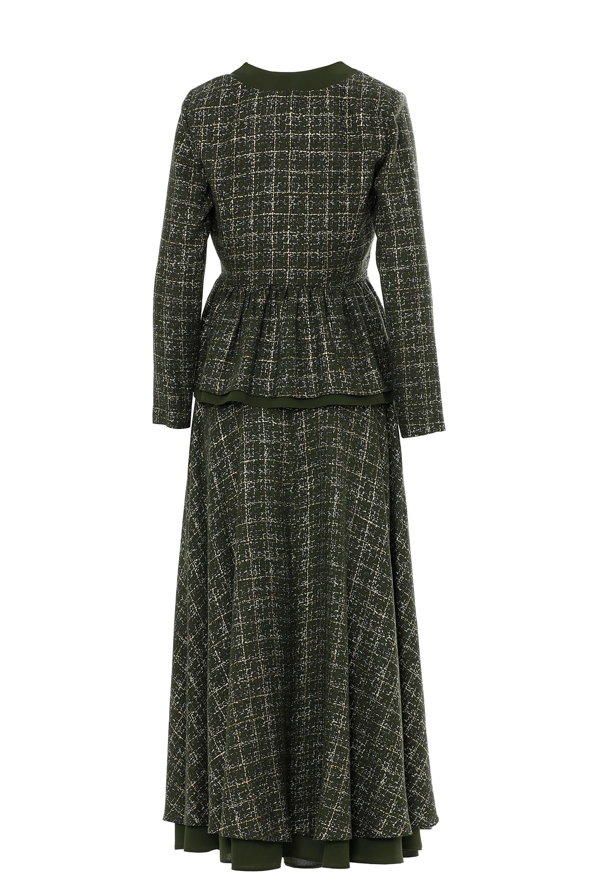 Pileli Ceket Ve Volanlı Uzun Etekli Takım