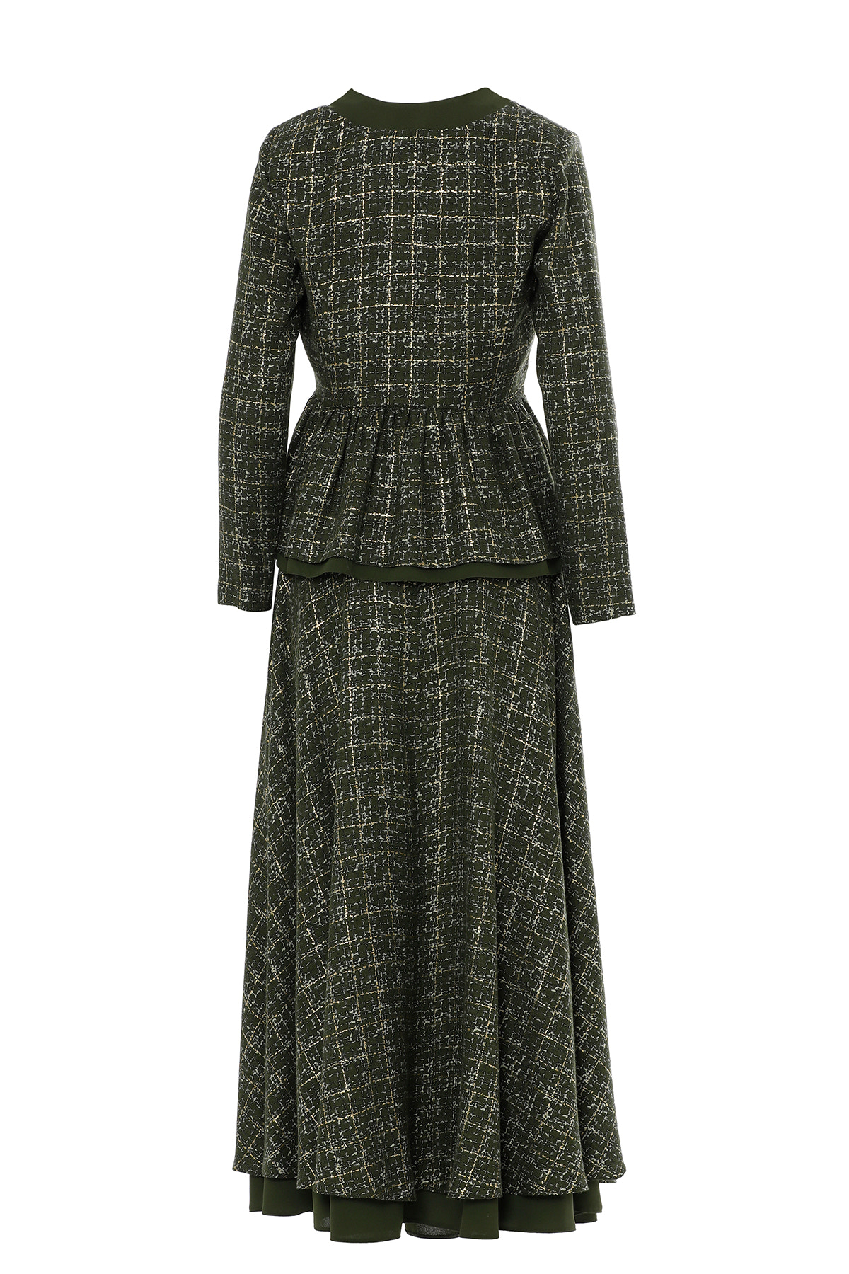 Pileli Ceket Ve Volanlı Uzun Etekli Takım