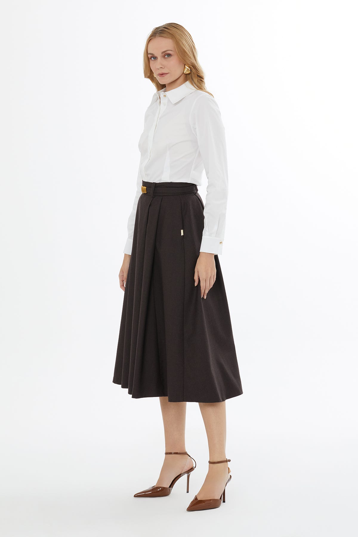 Arka Fermuarlı Köprü Detaylı Kadın Etek