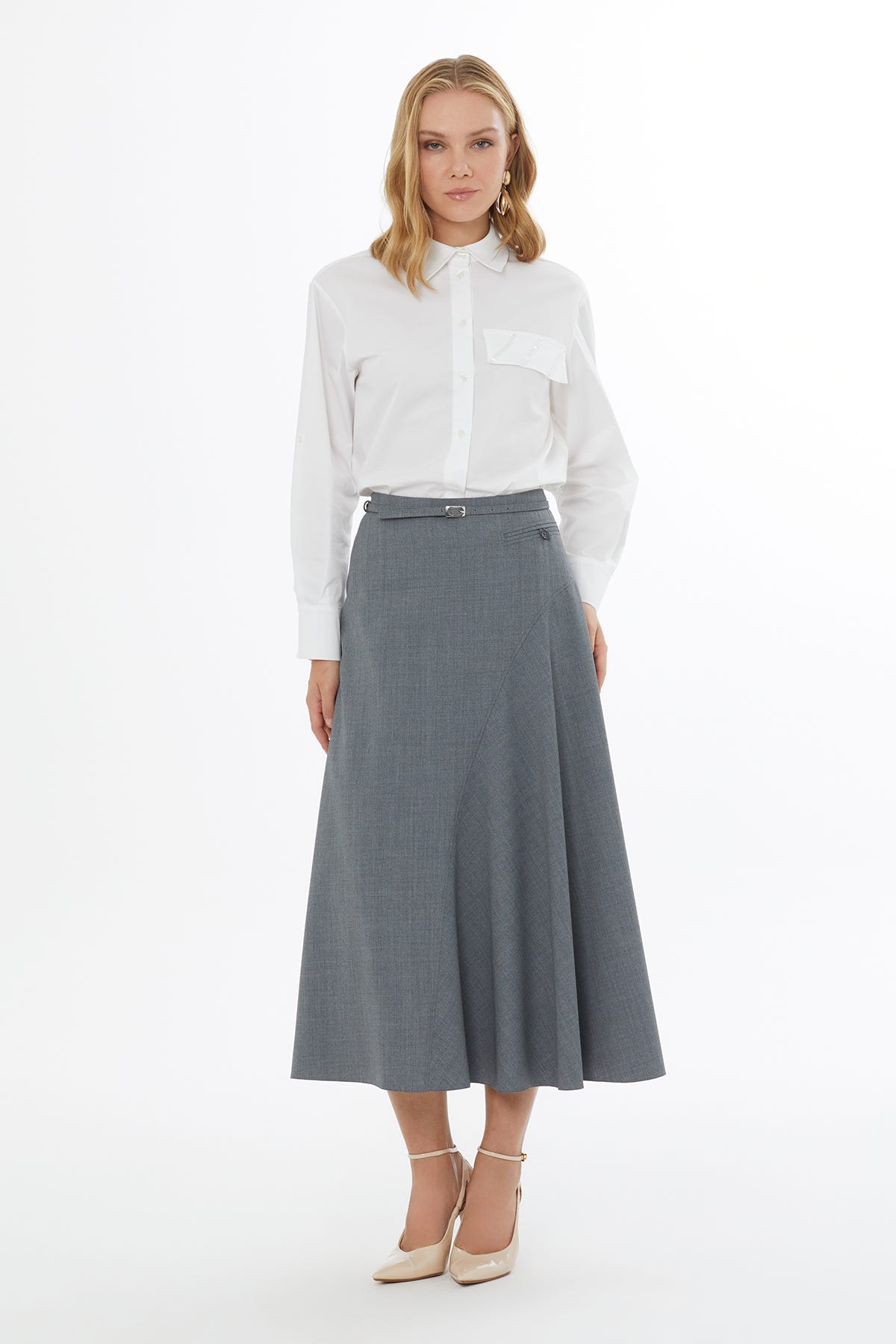 Yandan Gizli Fermuarlı Kadın Etek