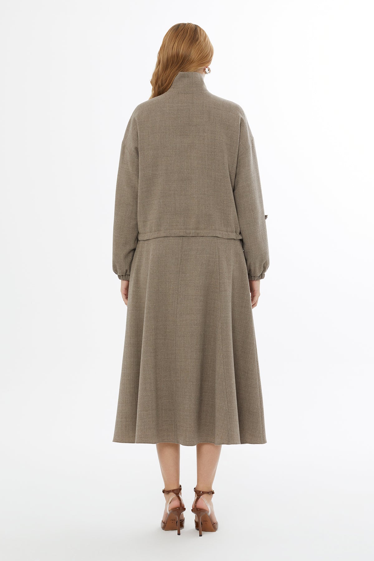 Metal Fermuarlı Yaka Ve Kol İşlemeli Ceket