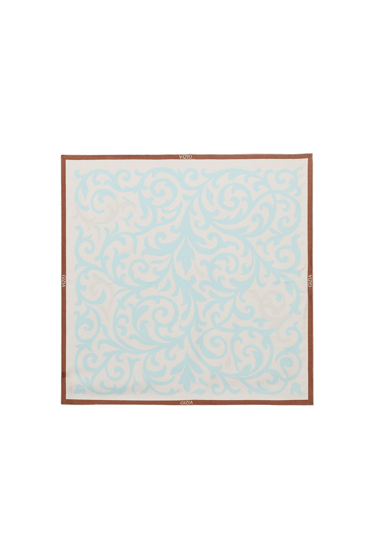 Mavi Kıvrımlı Dallardan Oluşan Eşarp