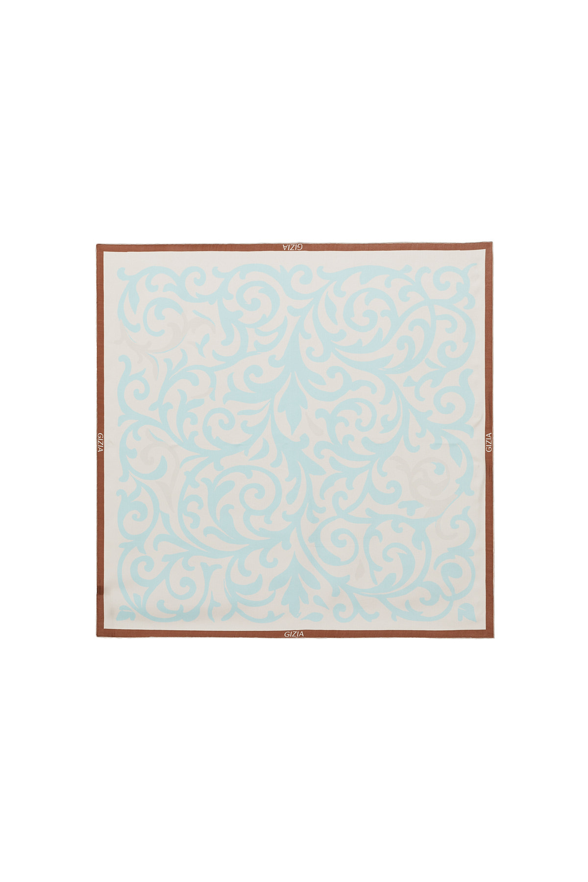 Mavi Kıvrımlı Dallardan Oluşan Eşarp