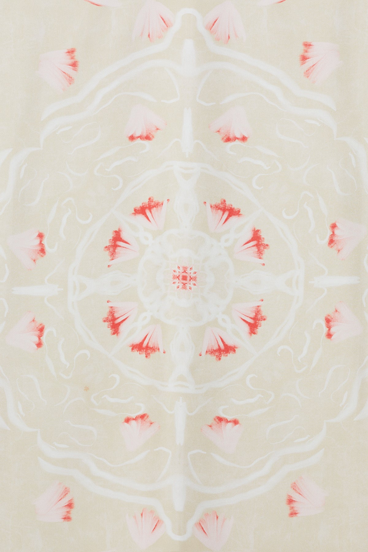 Simetrik Ve Pembe Çiçek Motifli Eşarp