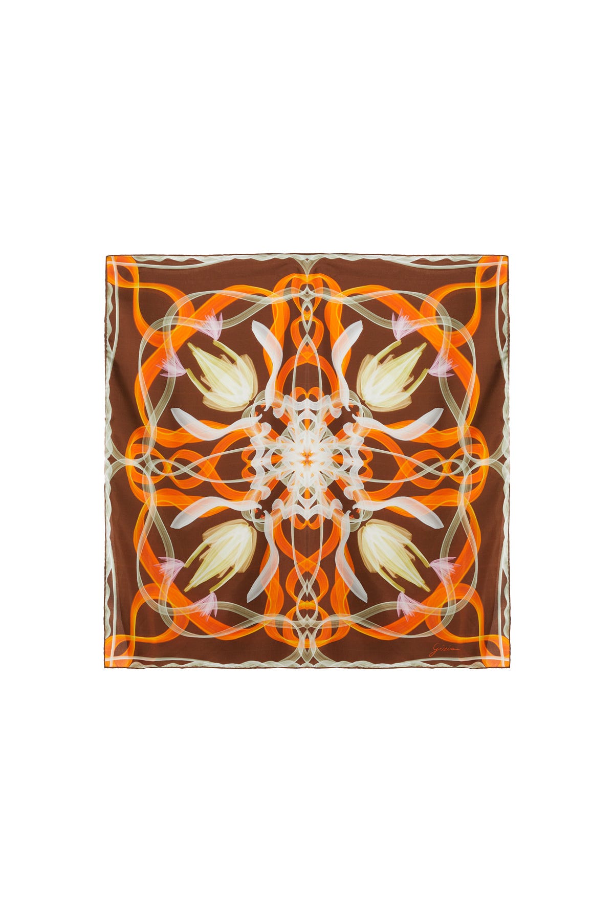 Asimetrik Çizgisel Soyut Desenli Eşarp