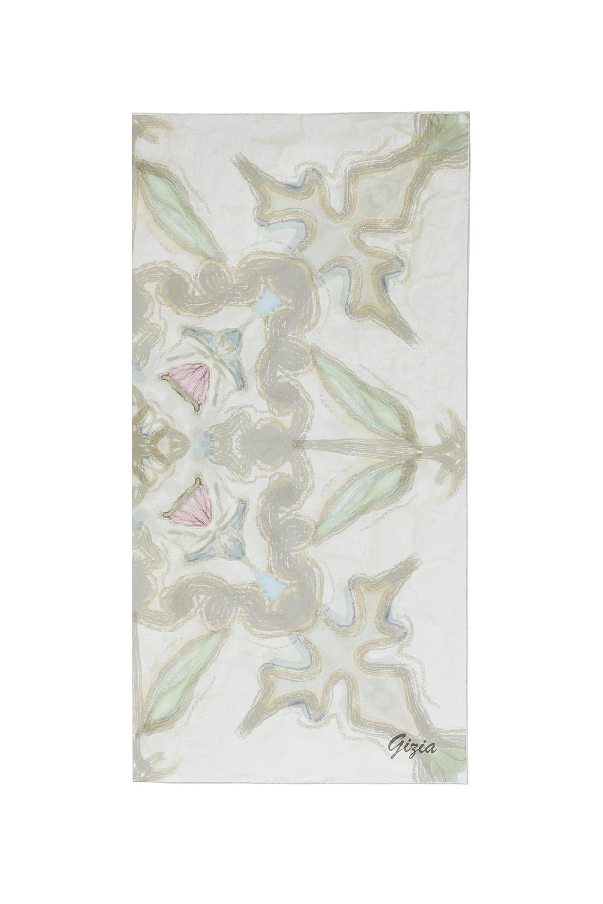 Karalama Efektli Simetrik Soyut Desenli Eşarp