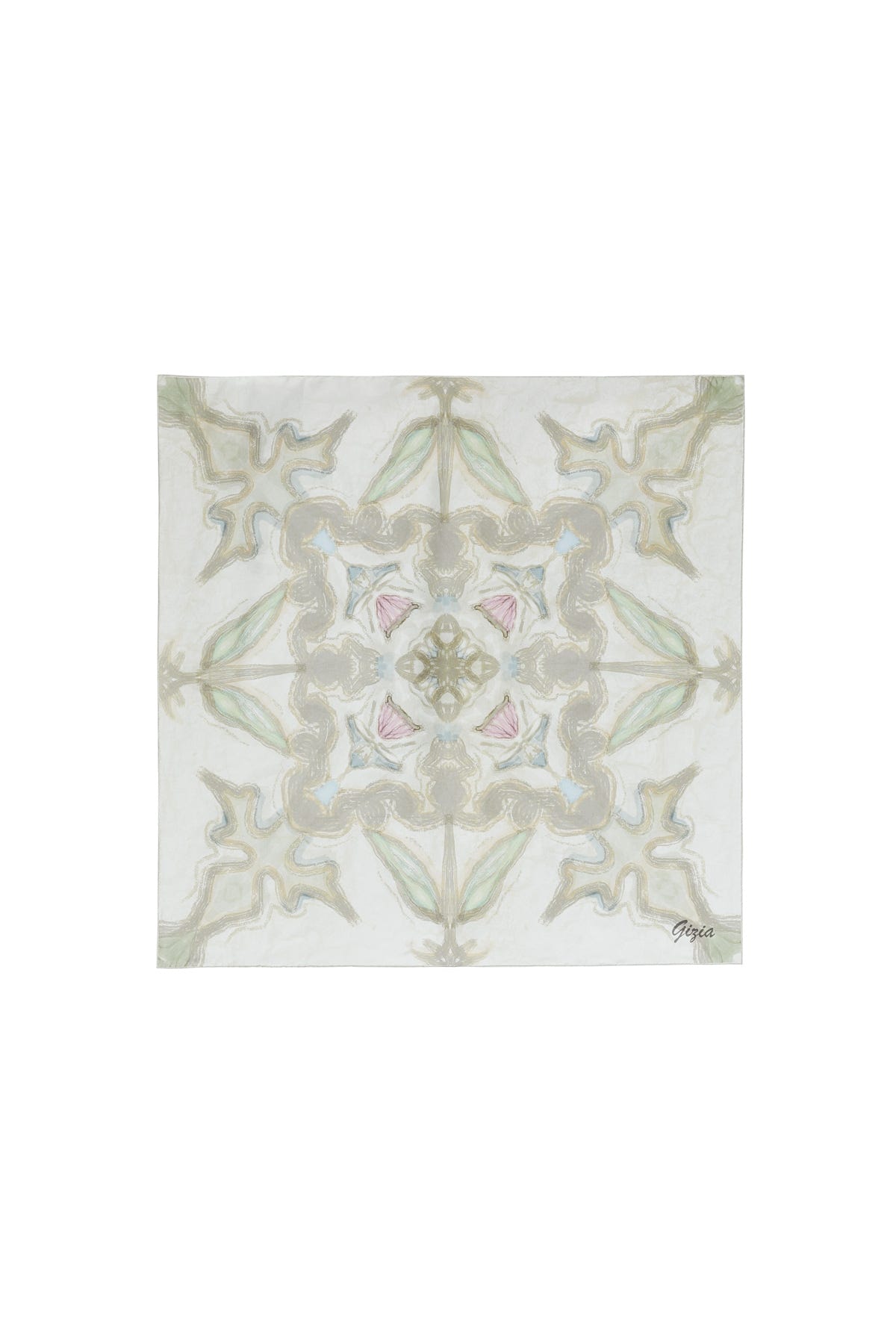 Karalama Efektli Simetrik Soyut Desenli Eşarp