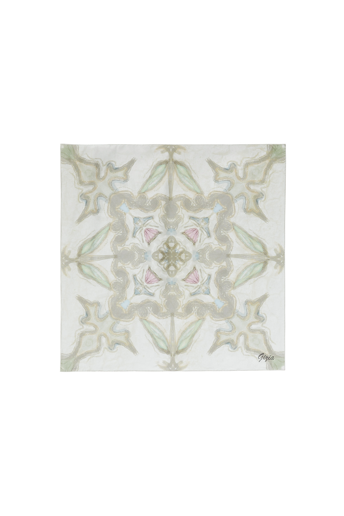 Karalama Efektli Simetrik Soyut Desenli Eşarp