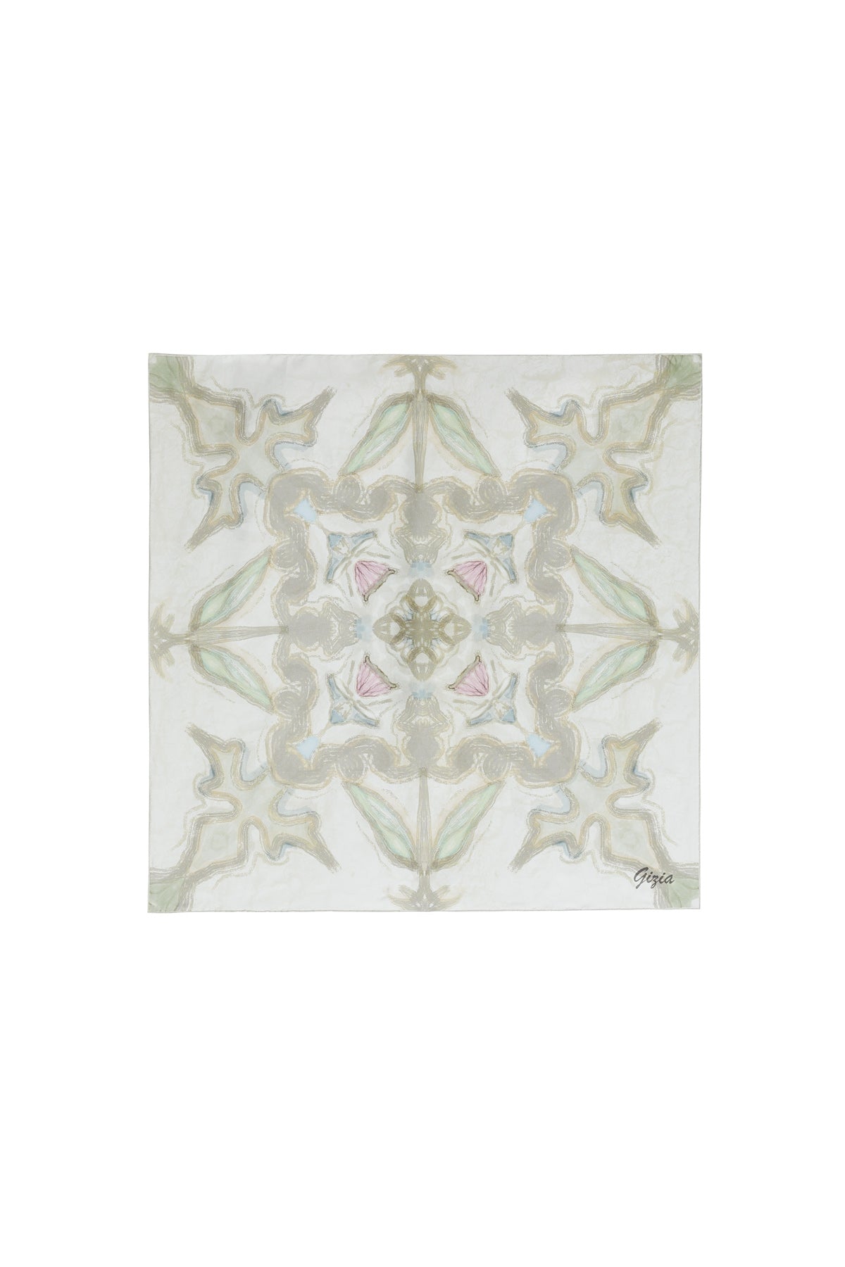 Karalama Efektli Simetrik Soyut Desenli Eşarp