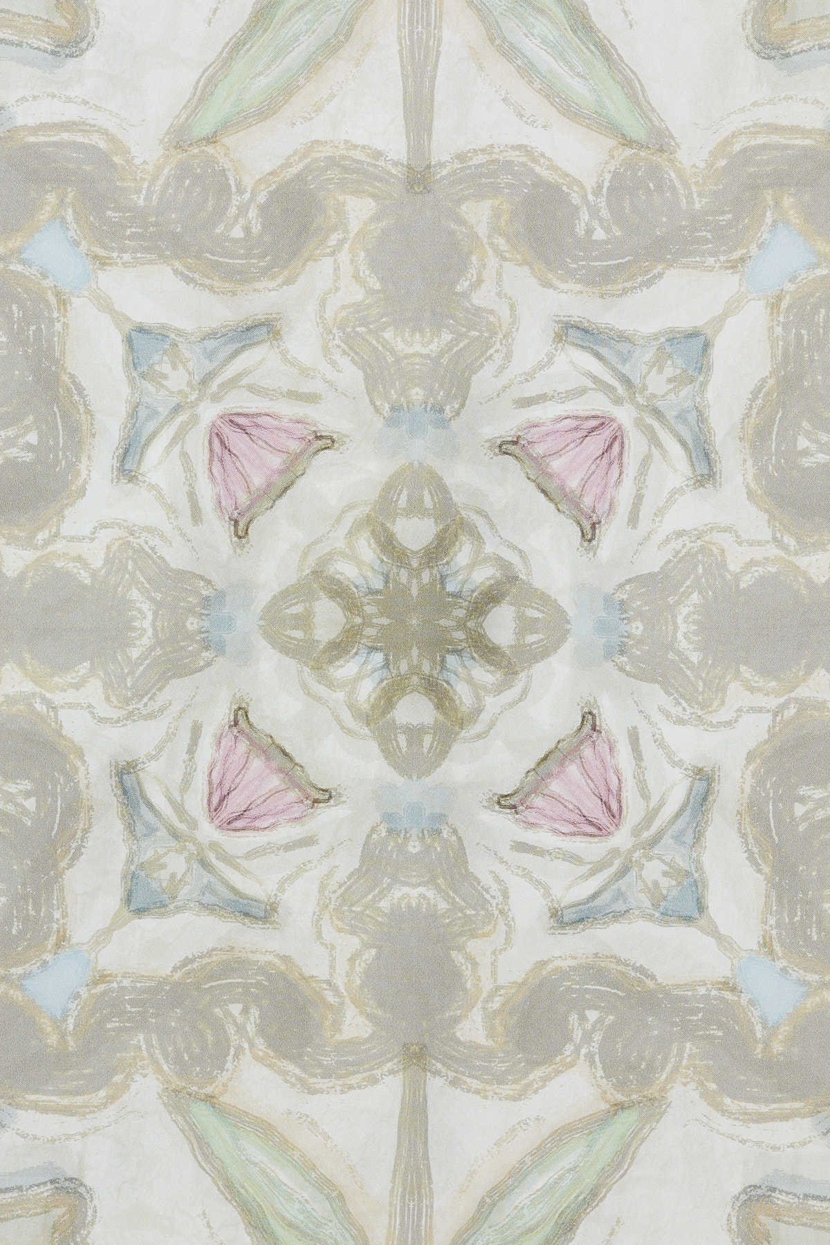 Karalama Efektli Simetrik Soyut Desenli Eşarp