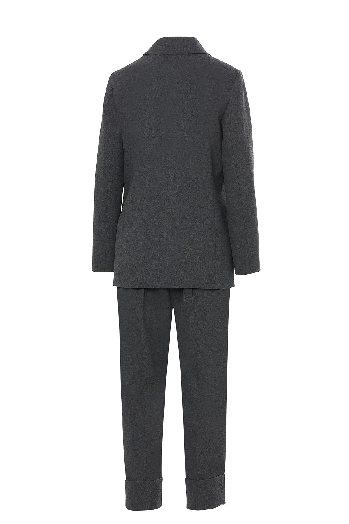 Metal Düğmeli Duble Paçalı Beli Lastikli Pantolonlu Takım