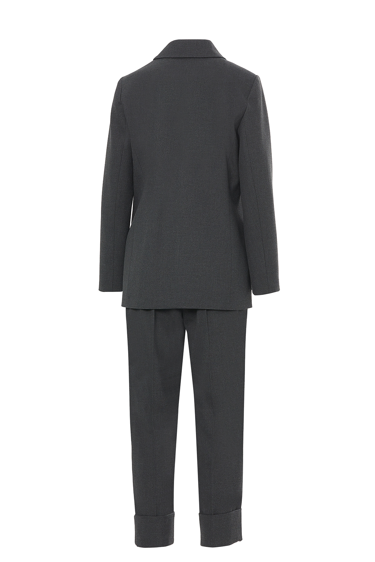 Metal Düğmeli Duble Paçalı Beli Lastikli Pantolonlu Takım