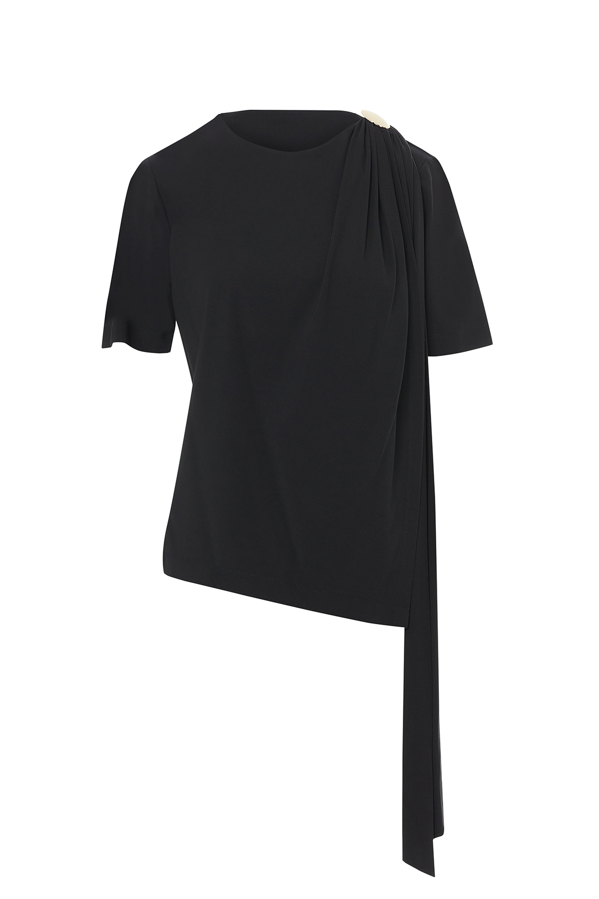 Omuzda Aksesuar Detaylı Fularlı Bluz