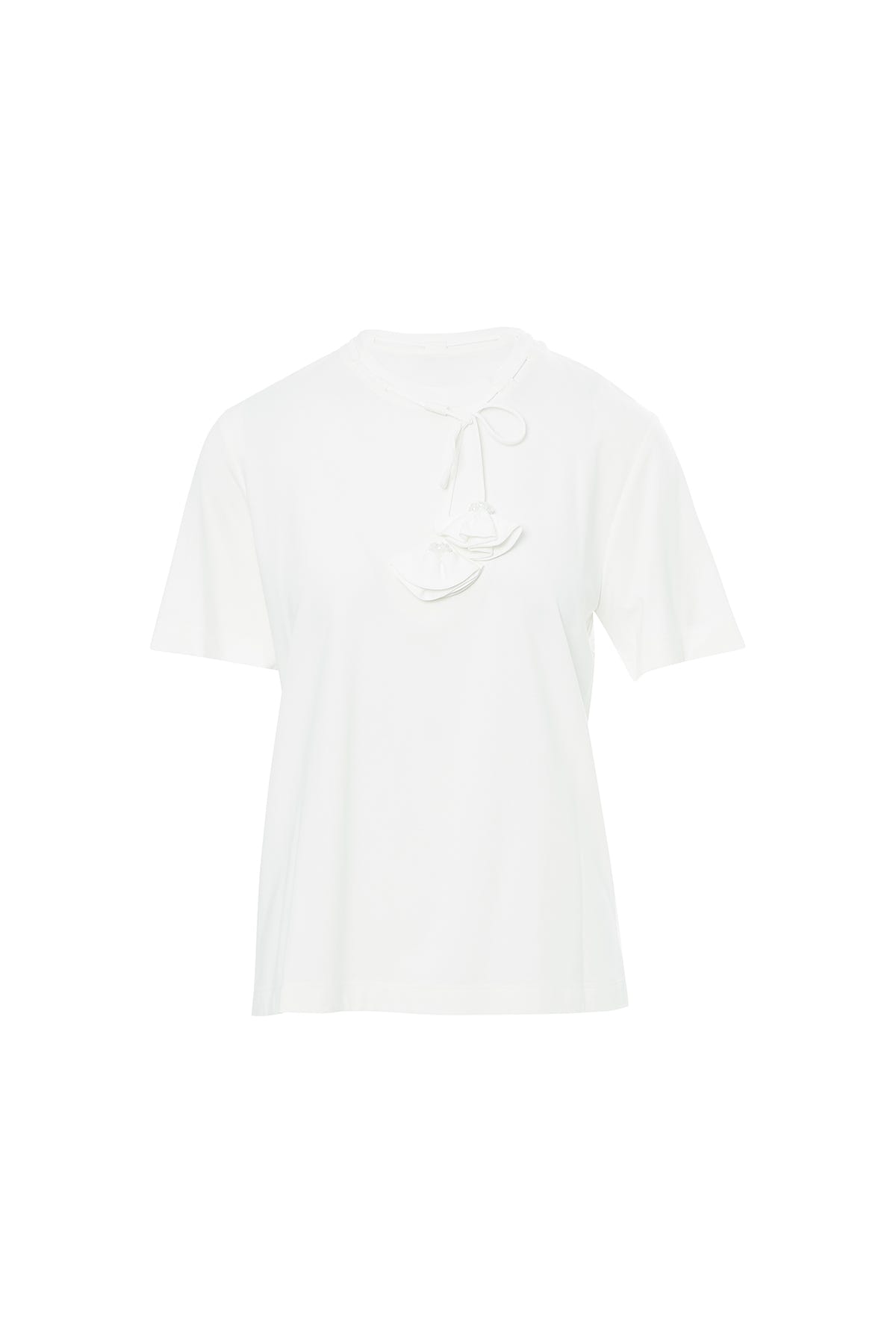 Minimalist Aksesuar Detaylı Ekru T-Shirt