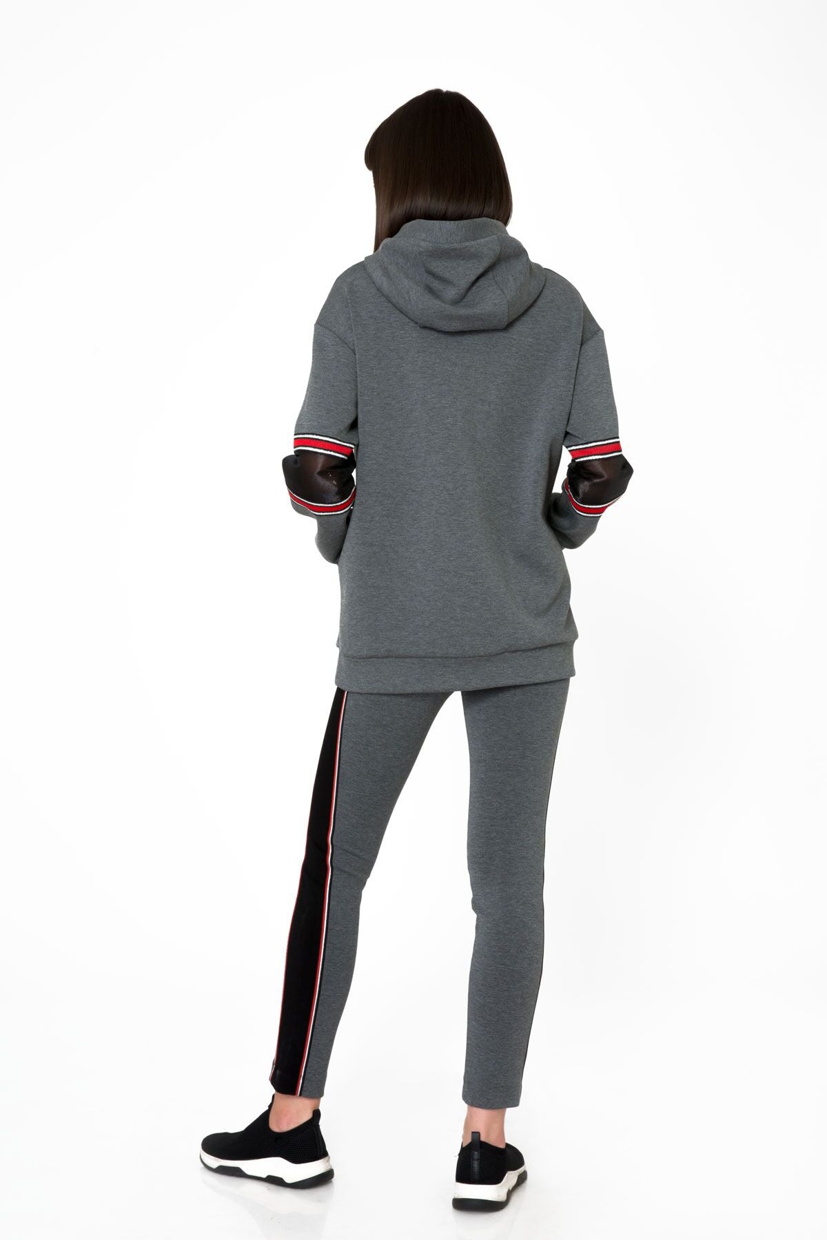 Transparan Kol Detaylı Kapüşonlu Sweatshirt