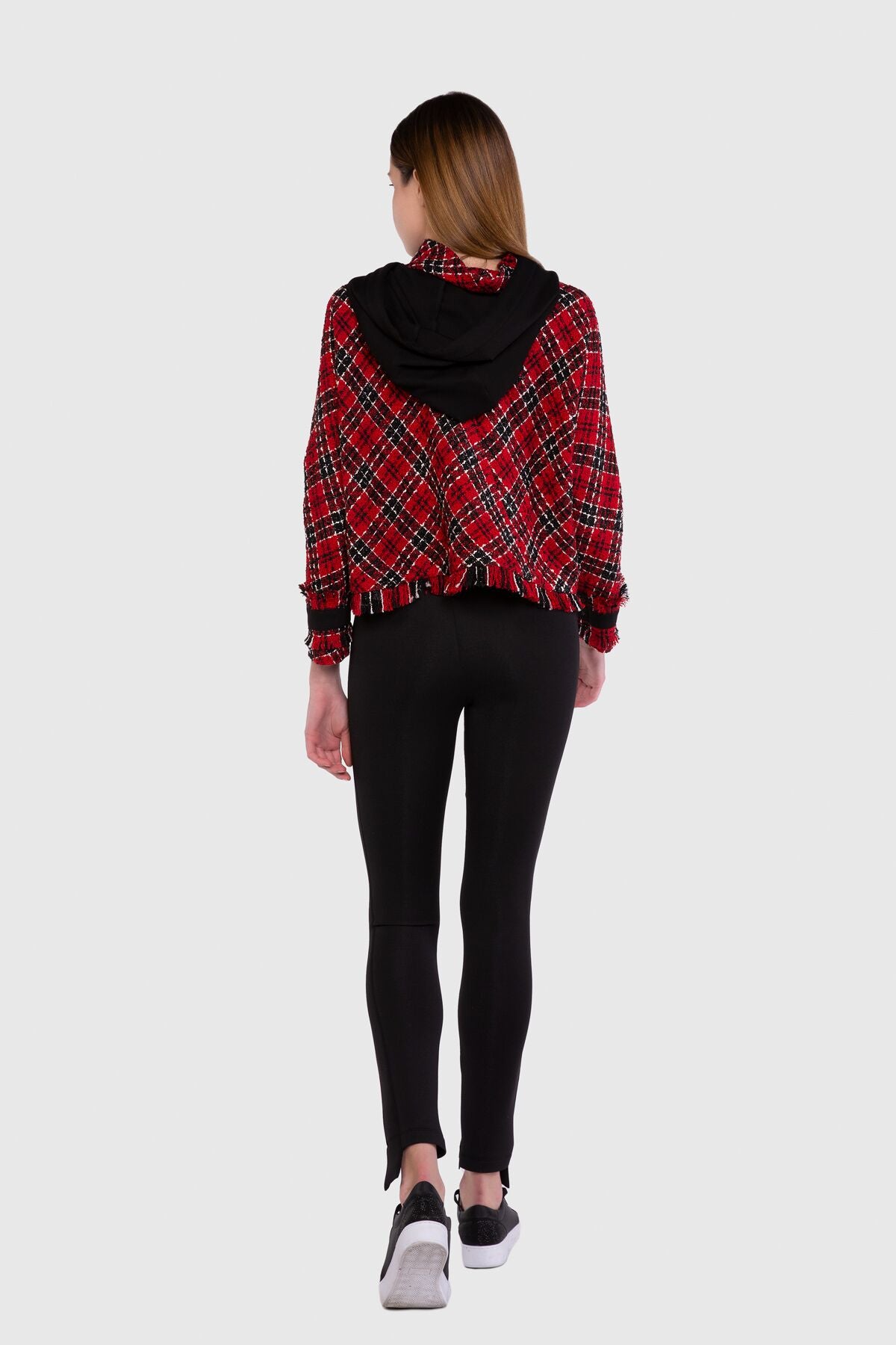 Kareli Tweed Kumaş Detaylı Sweatshirt