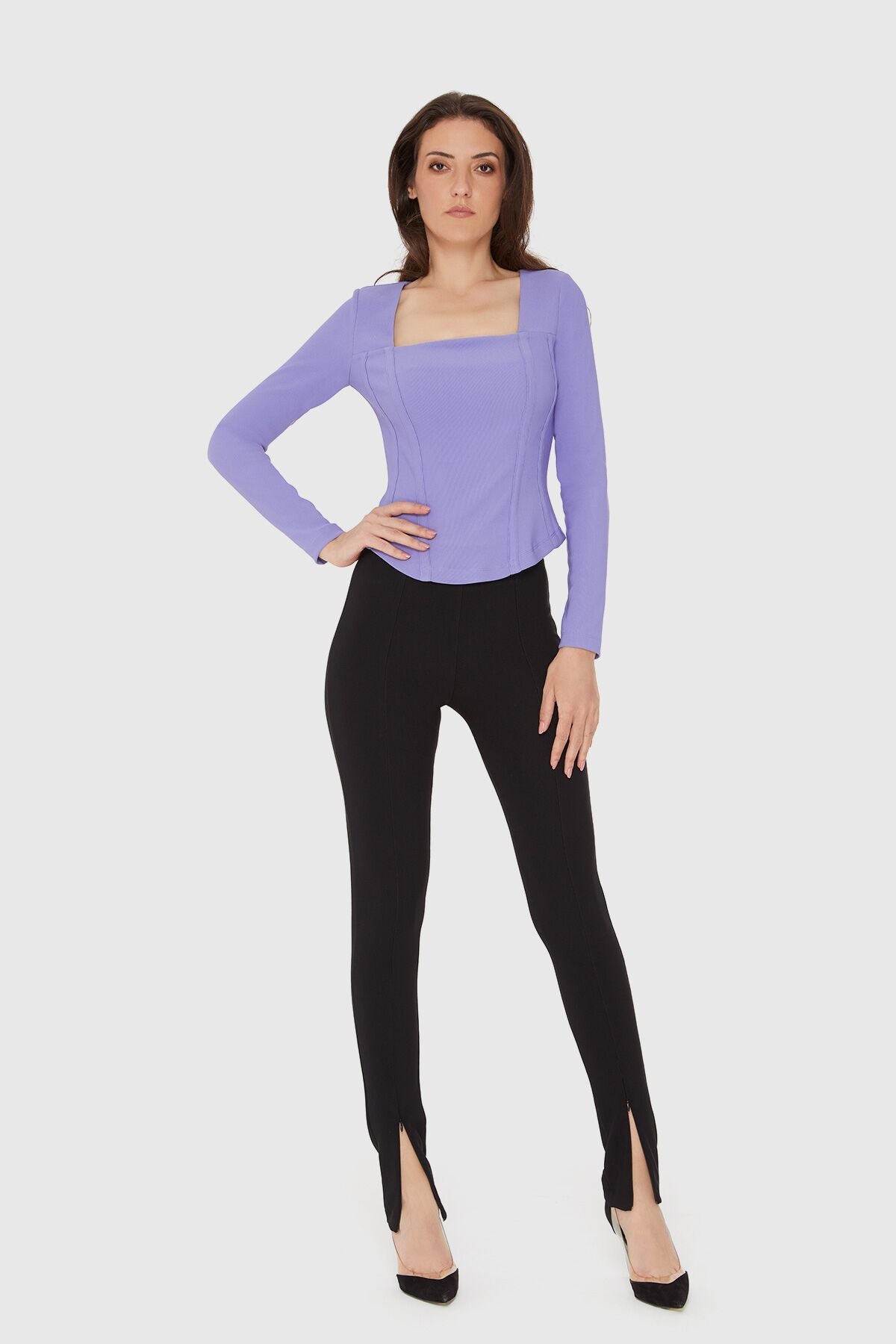 Fit Fermuarlı Tayt Formlu Pantolon