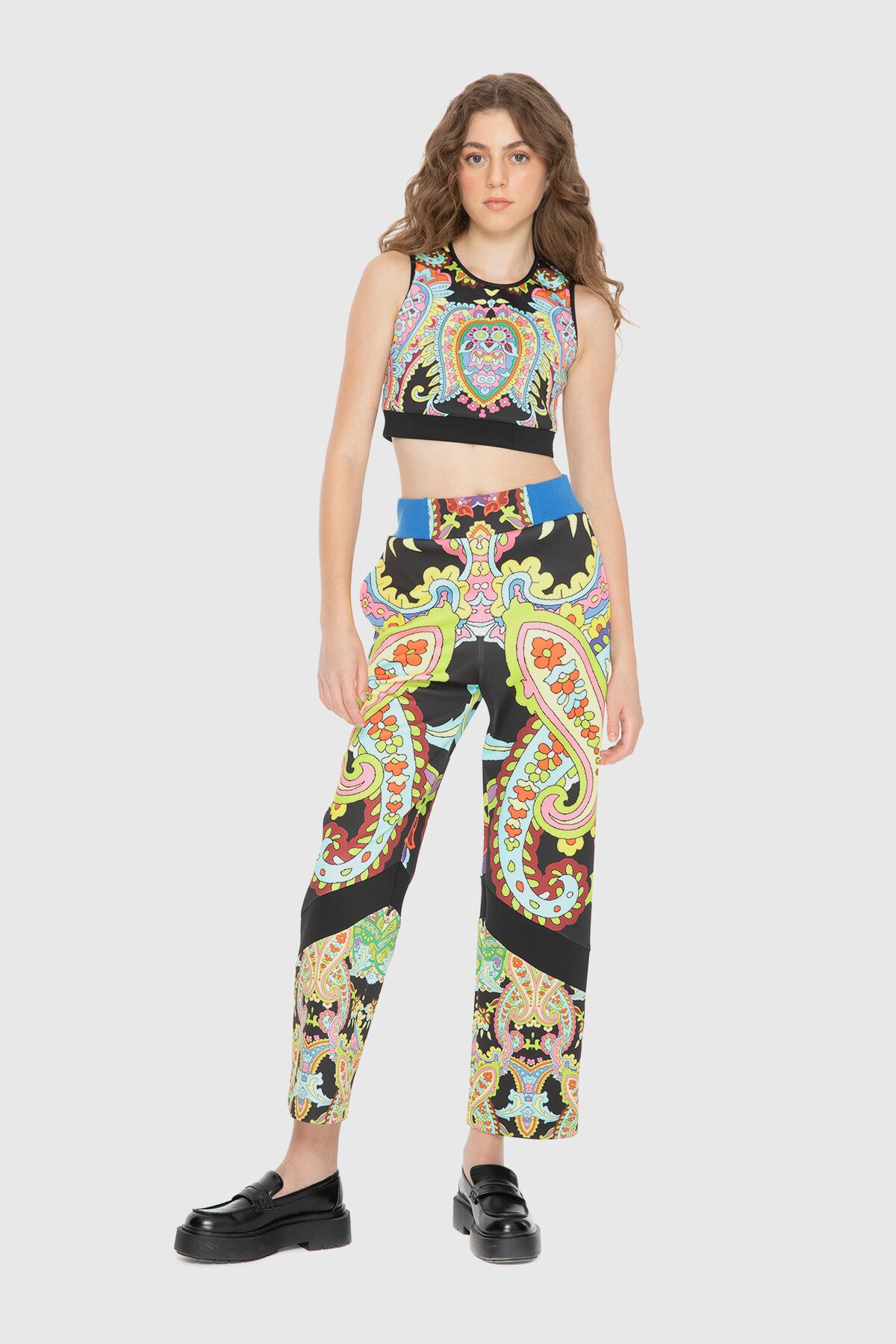Etnik Desenli Crop Top