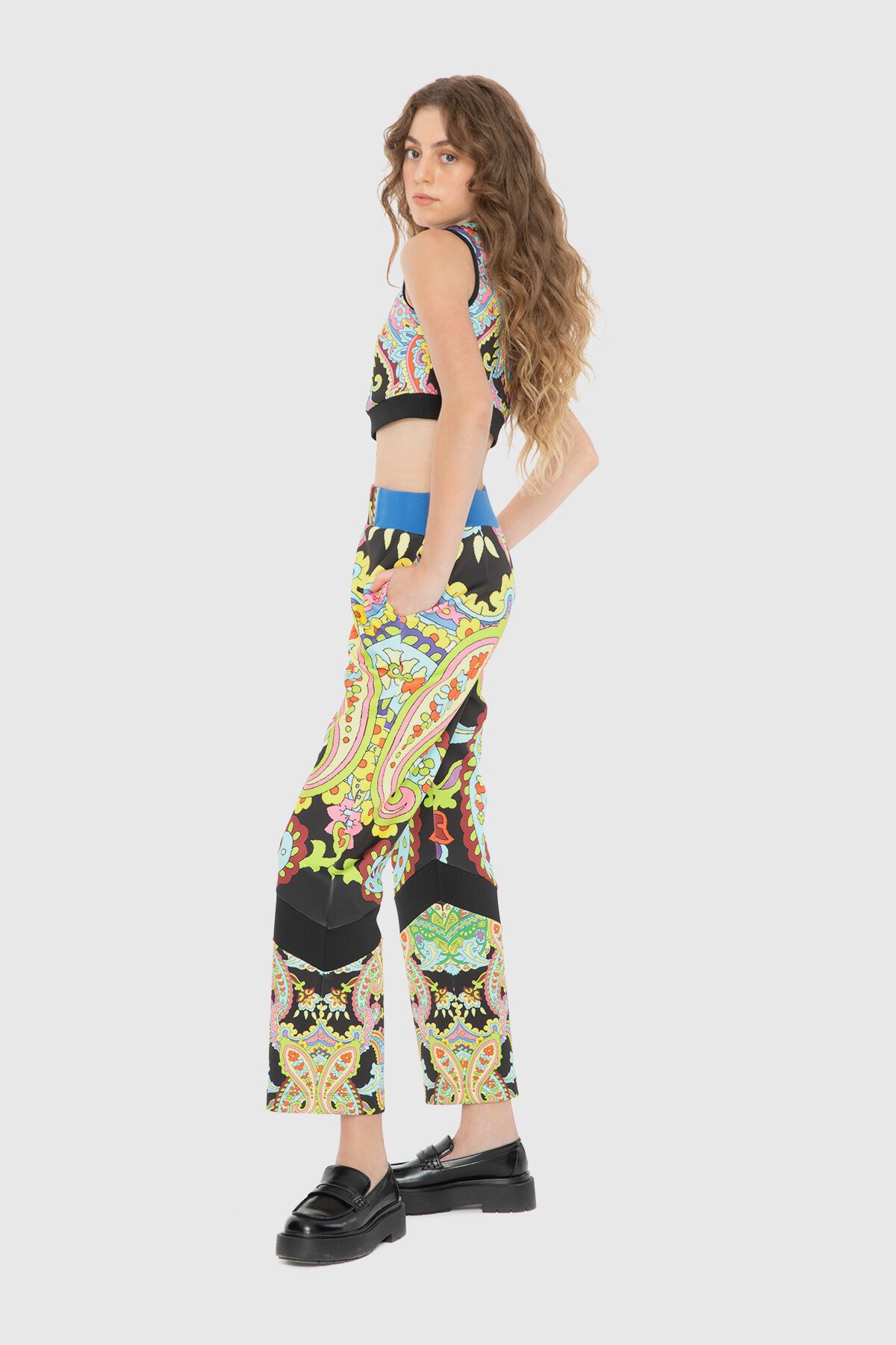 Etnik Desenli Crop Top