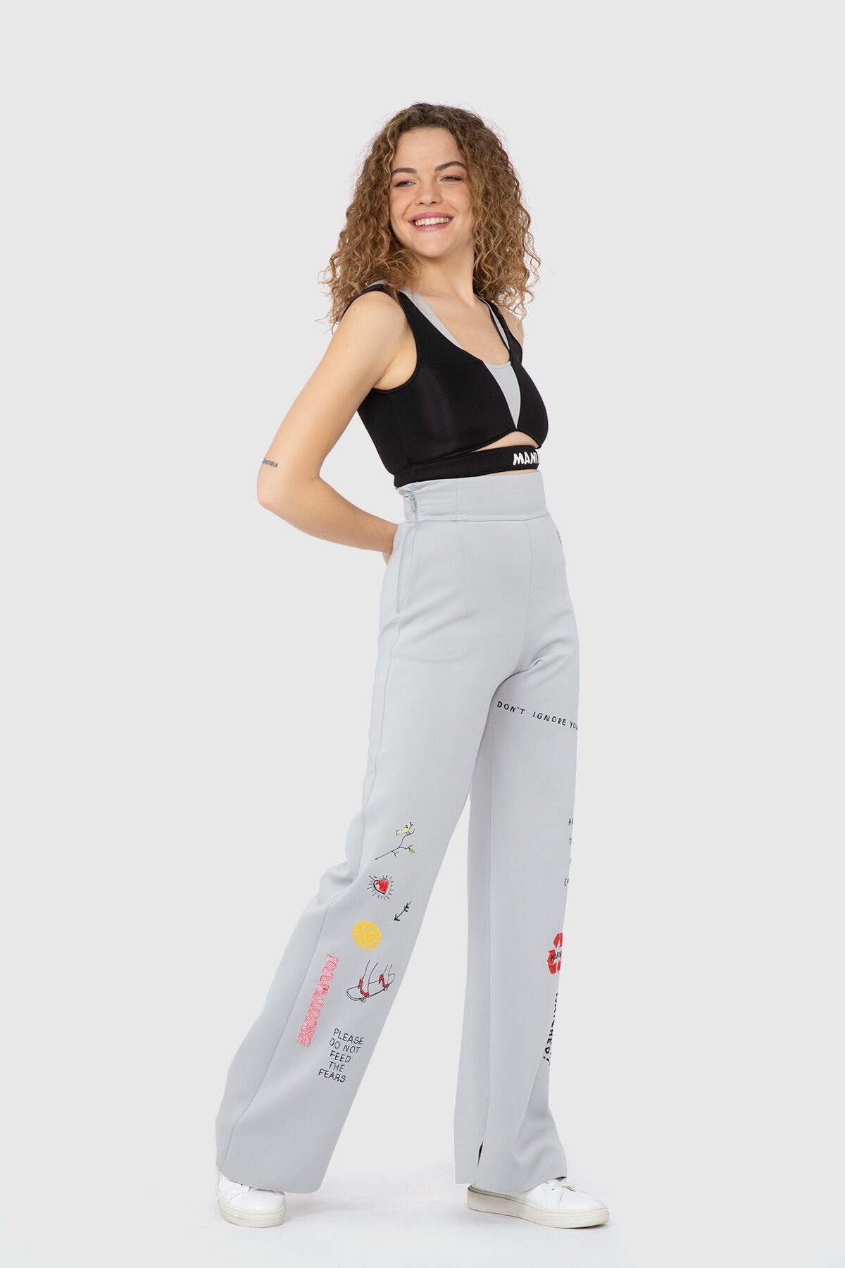 Arkası Fermuarlı Lastikli Crop
