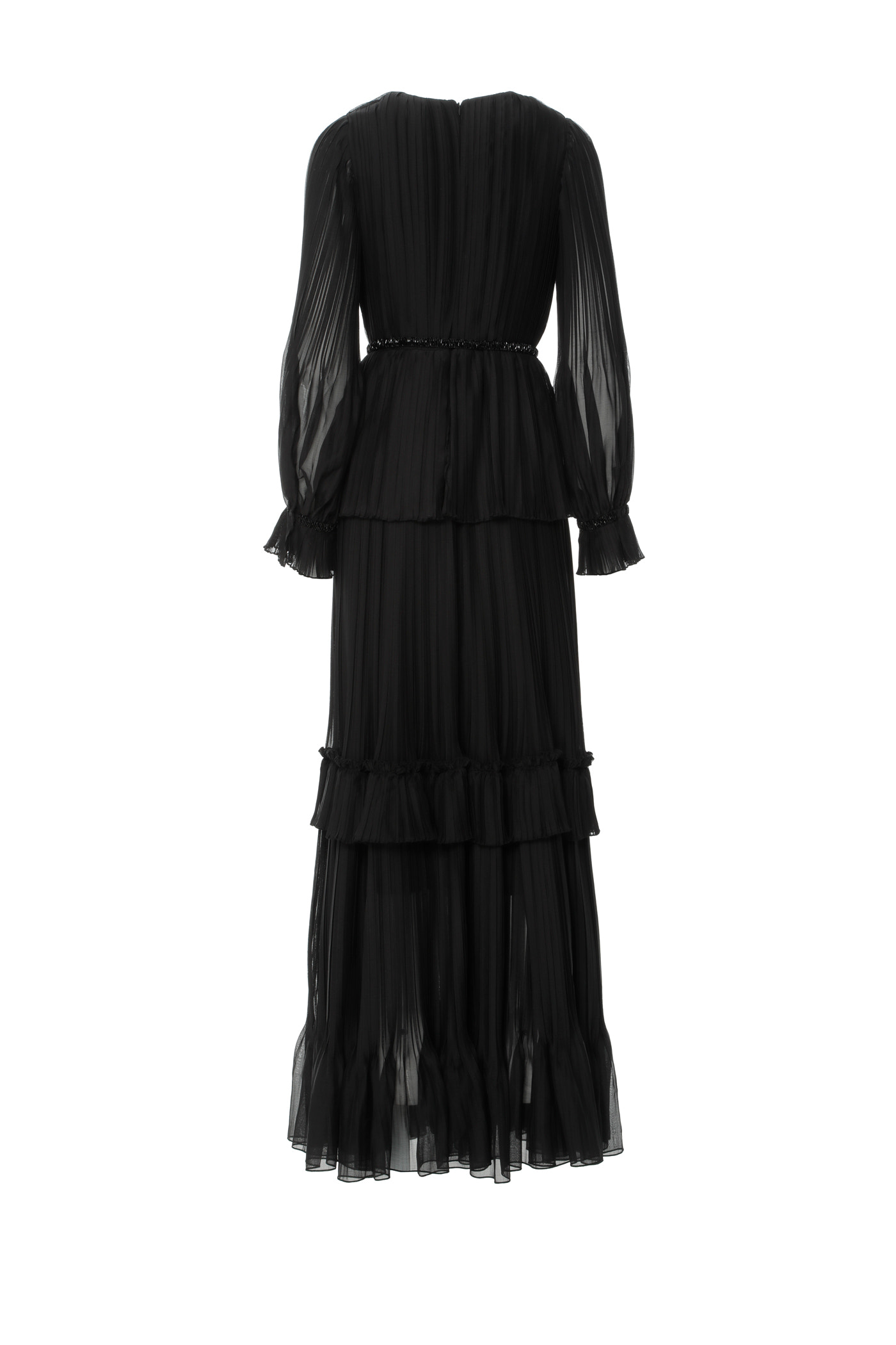 Piliseli V Yaka Uzun Elbise