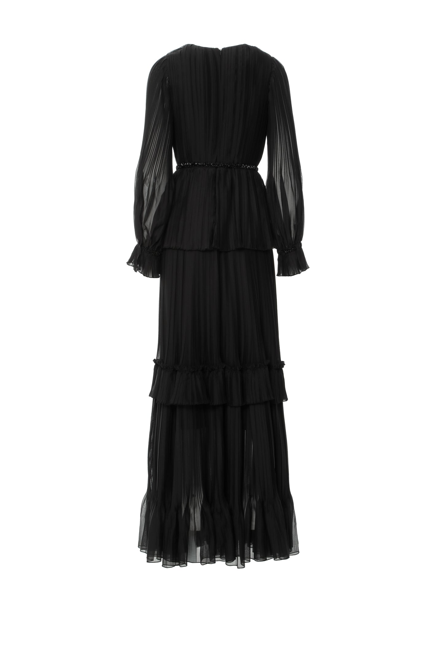 Piliseli V Yaka Uzun Elbise