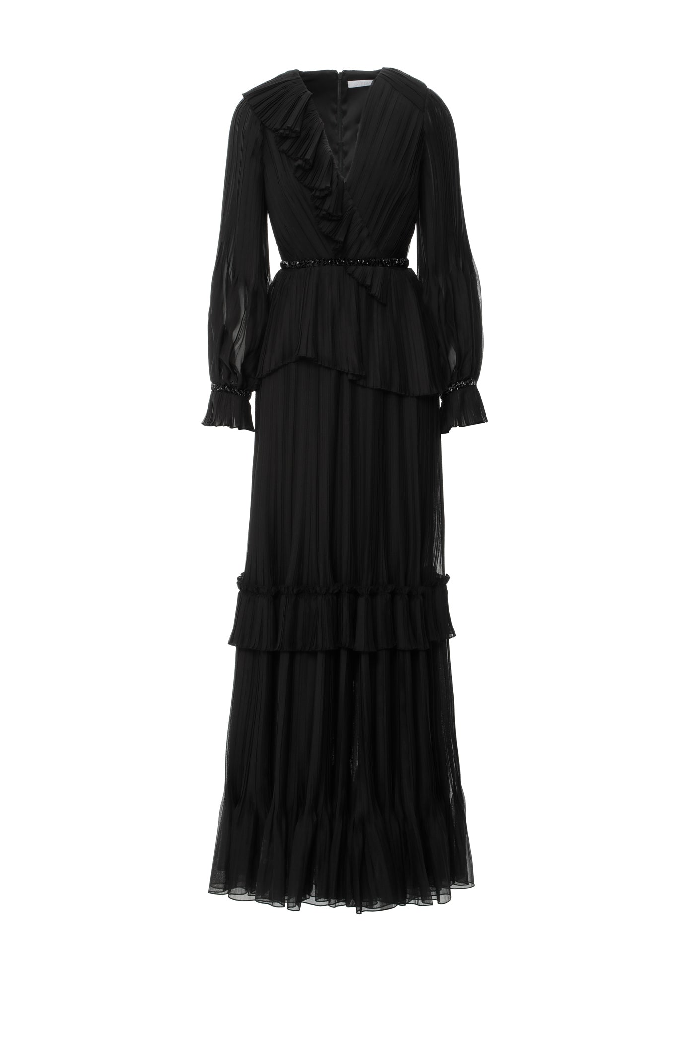 Piliseli V Yaka Uzun Elbise