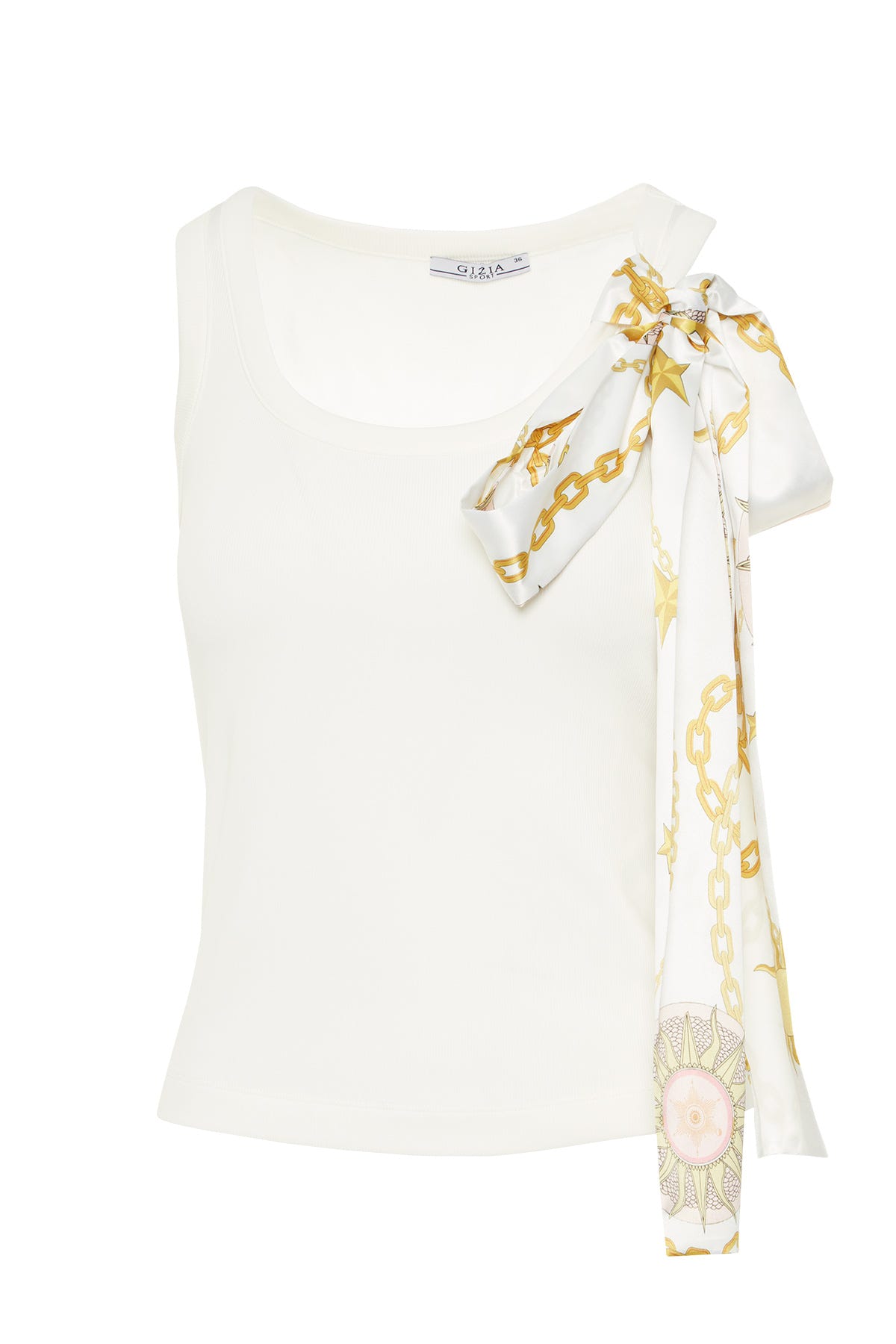 Tarot Desen Kuşak Bağlama Detaylı Askılı Somon Crop