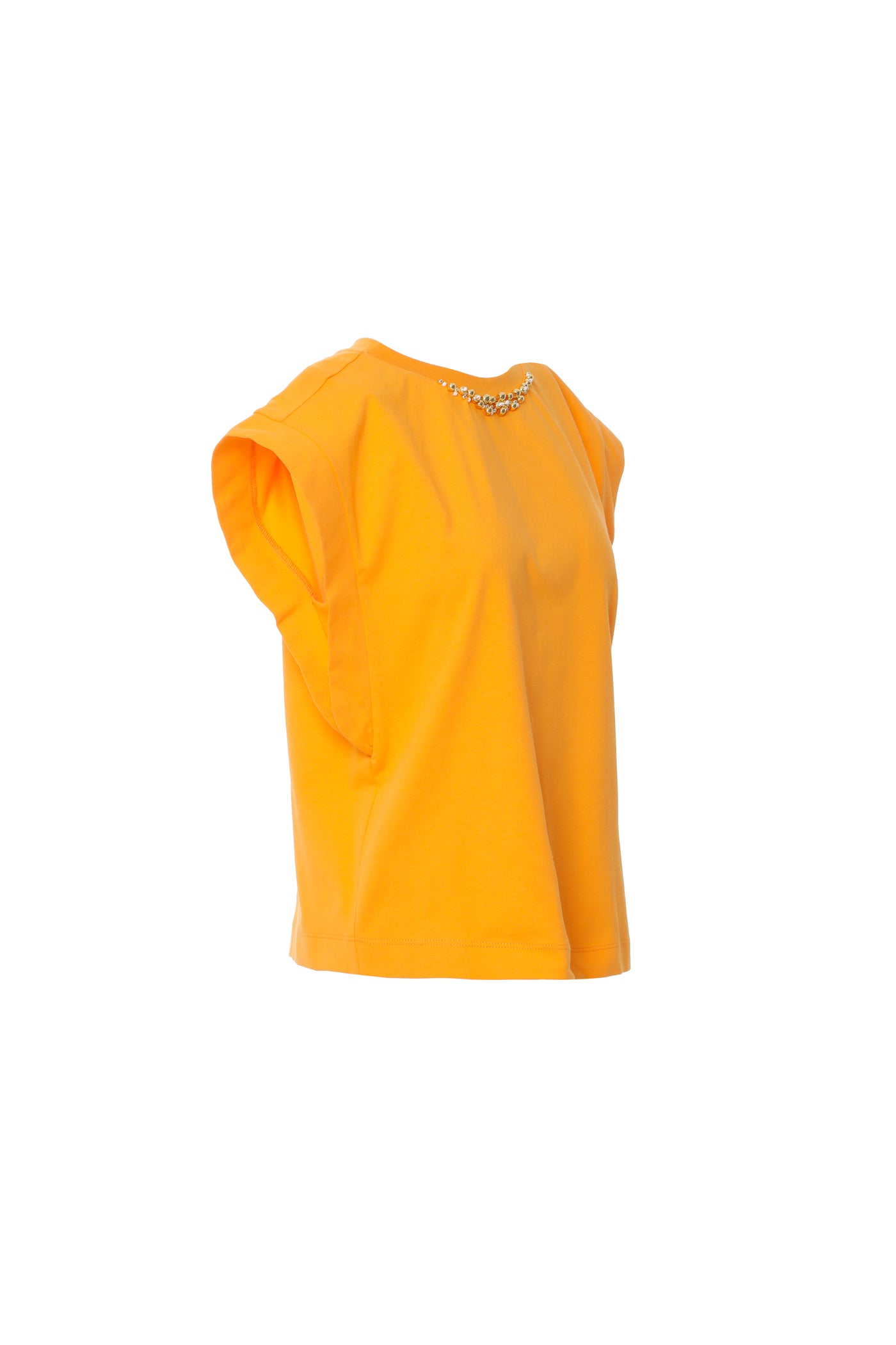 Yakası İşlemeli Sıfır Yaka Şık T-shirt