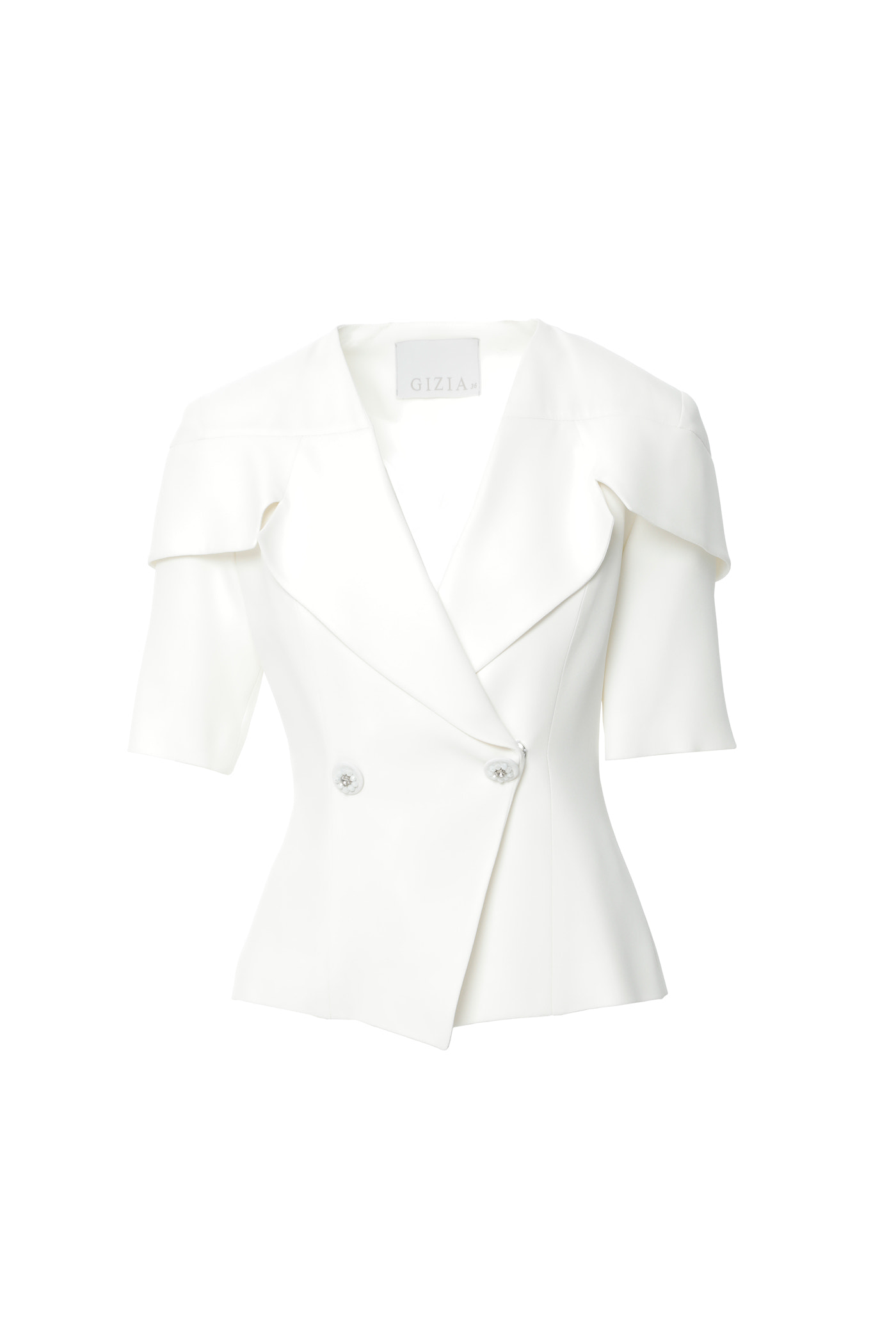 Omuz Detaylı Kruveze Kapamalı İşlemeli Ekru Ceket