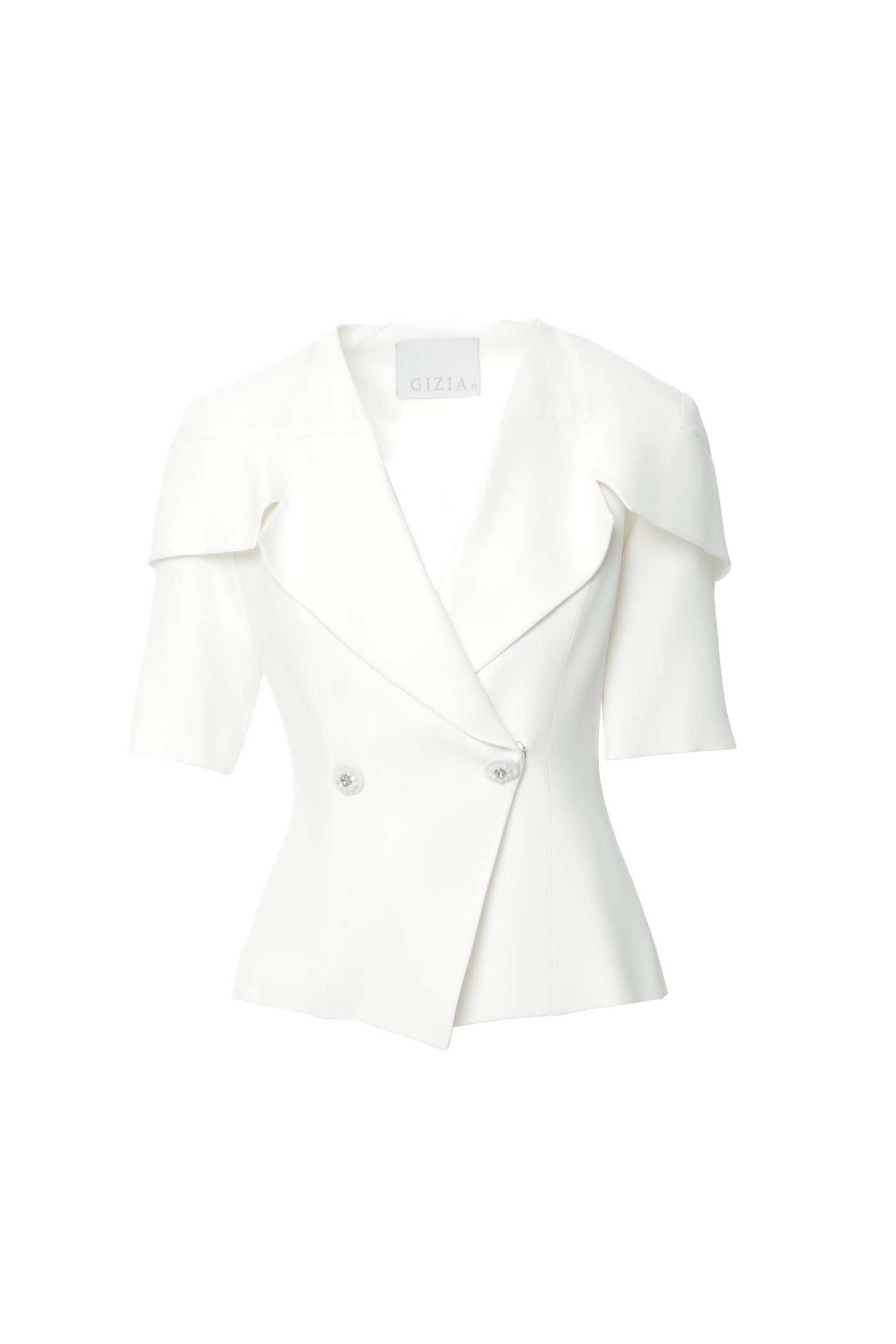 Omuz Detaylı Kruveze Kapamalı İşlemeli Ekru Ceket