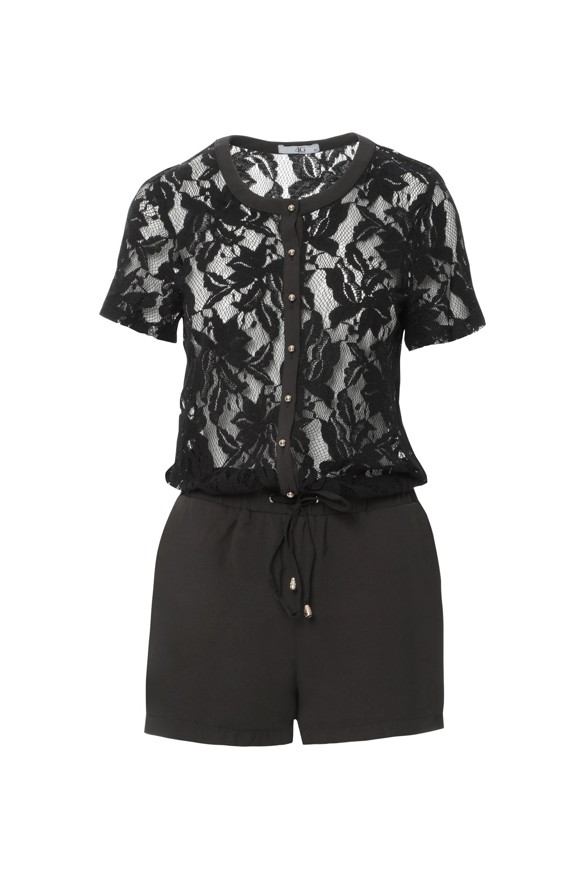 Üst Beden Dantelli Beli Lastikli Mini Tulum