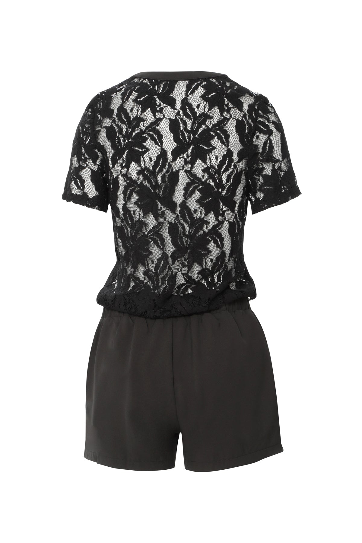 Üst Beden Dantelli Beli Lastikli Mini Tulum