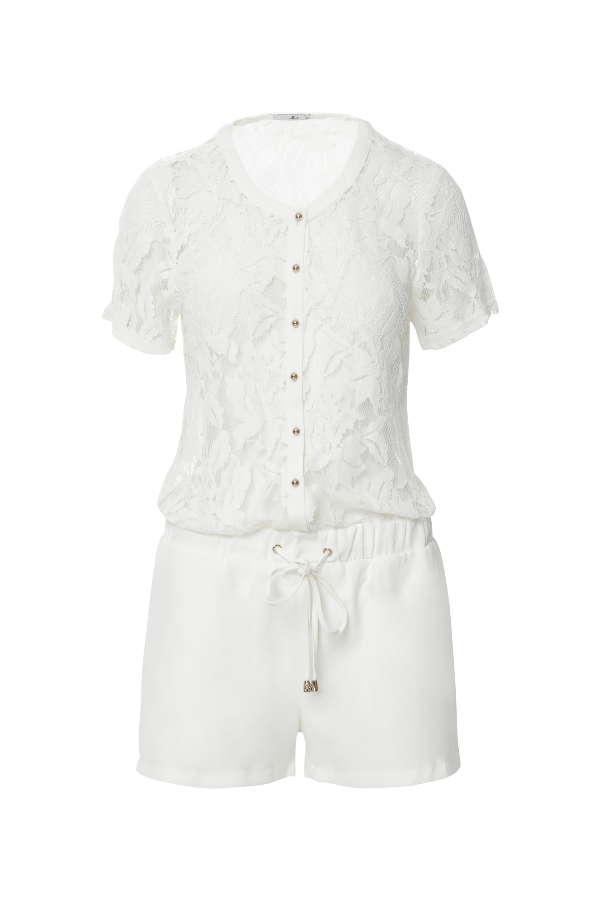 Üst Beden Dantelli Beli Lastikli Mini Tulum