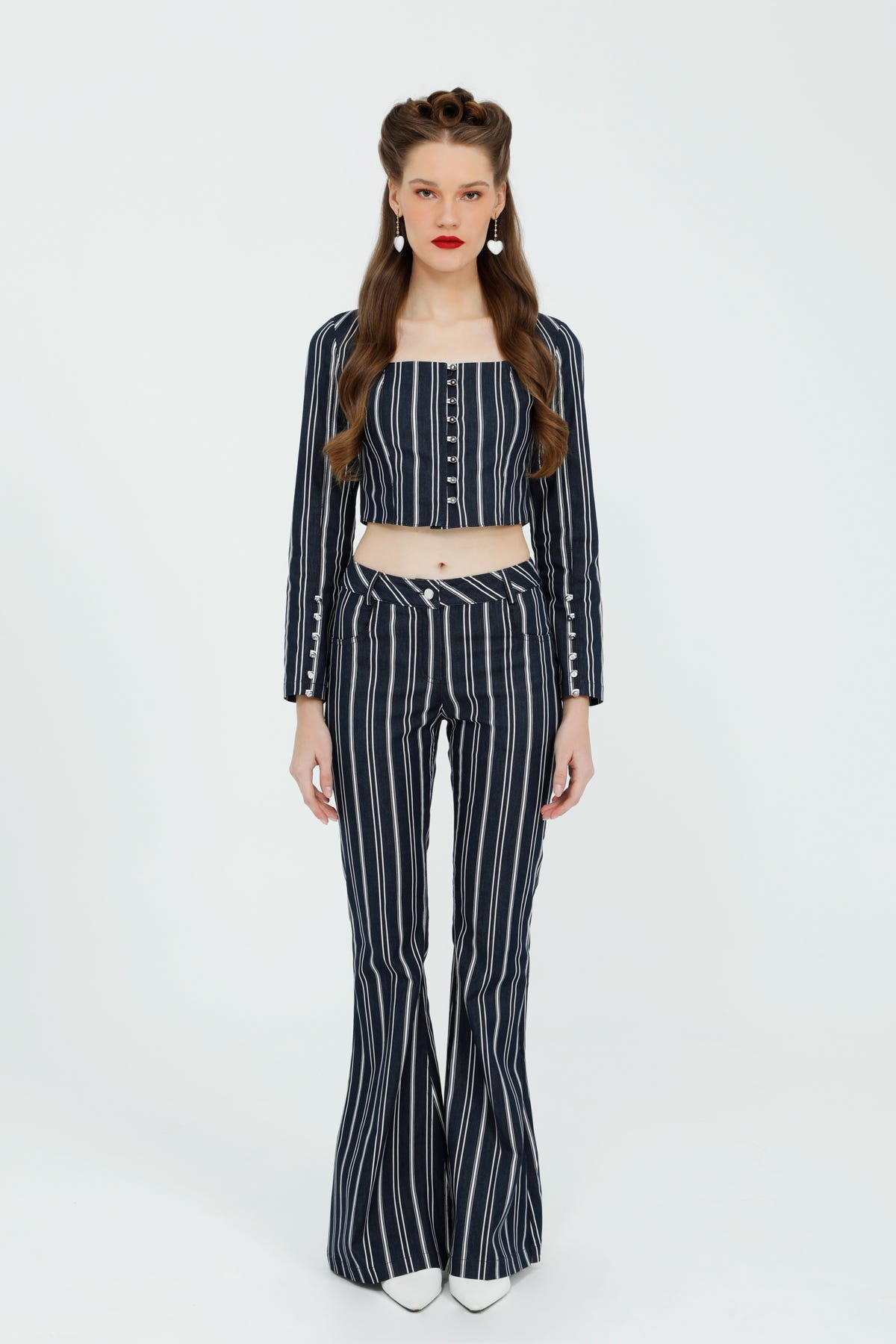 İspanyol Paça Çizgili Pantolon