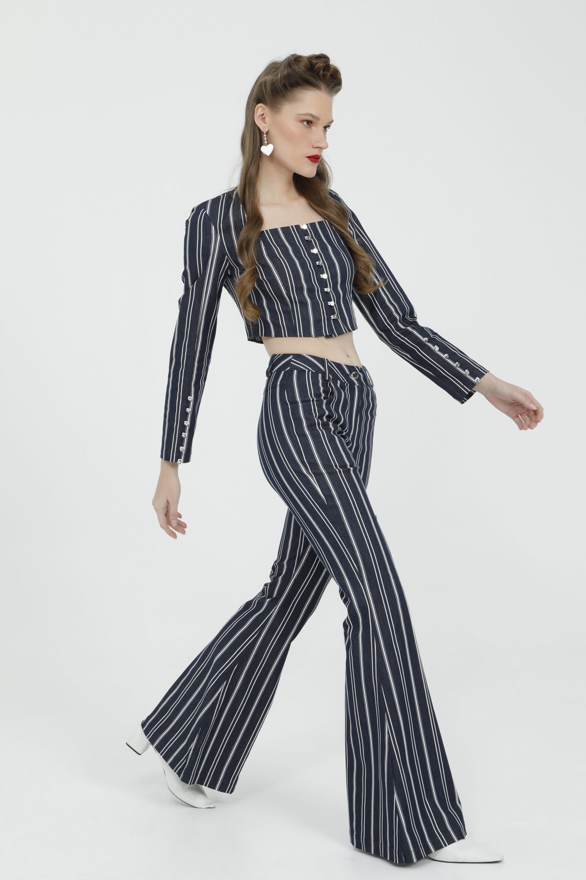 İspanyol Paça Çizgili Pantolon