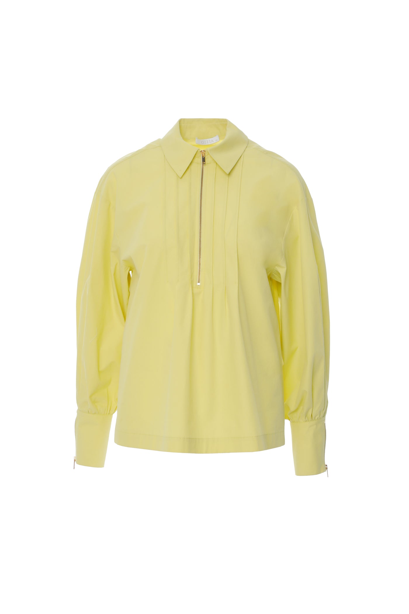 Kolları Fermuar Yırtmaçlı Önü Nervürlü Bluz