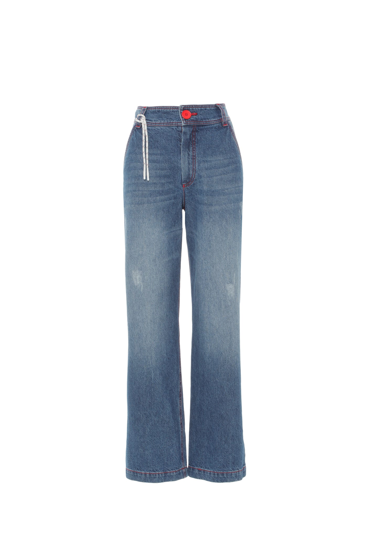 Dikiş Detaylı Düğmeli Jean Pantolon